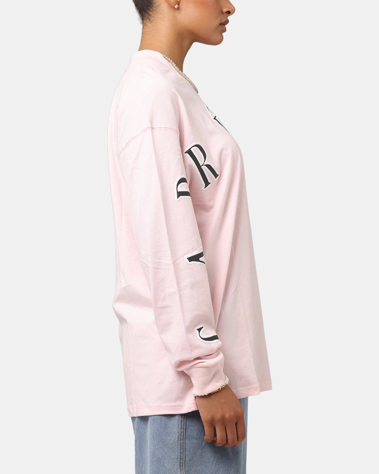 Carre Global Oversized Long Sleeve T-Shirt Pink AdjustableNeckline Antimicrobial Treatment