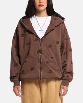 Dreamville Logo All Over Zip Hoodie Brown AllPurpose Design