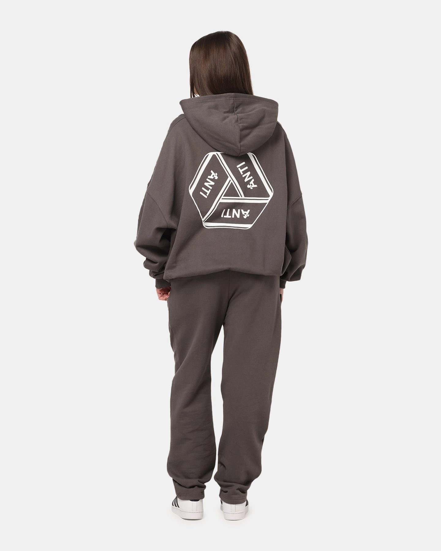 The Anti Order Reverse Logo Hoodie Charcoal Grey SublimatedPrint
