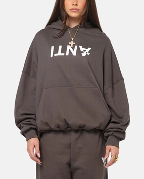 Stylish Dress The Anti Order Reverse Logo Hoodie Charcoal Grey