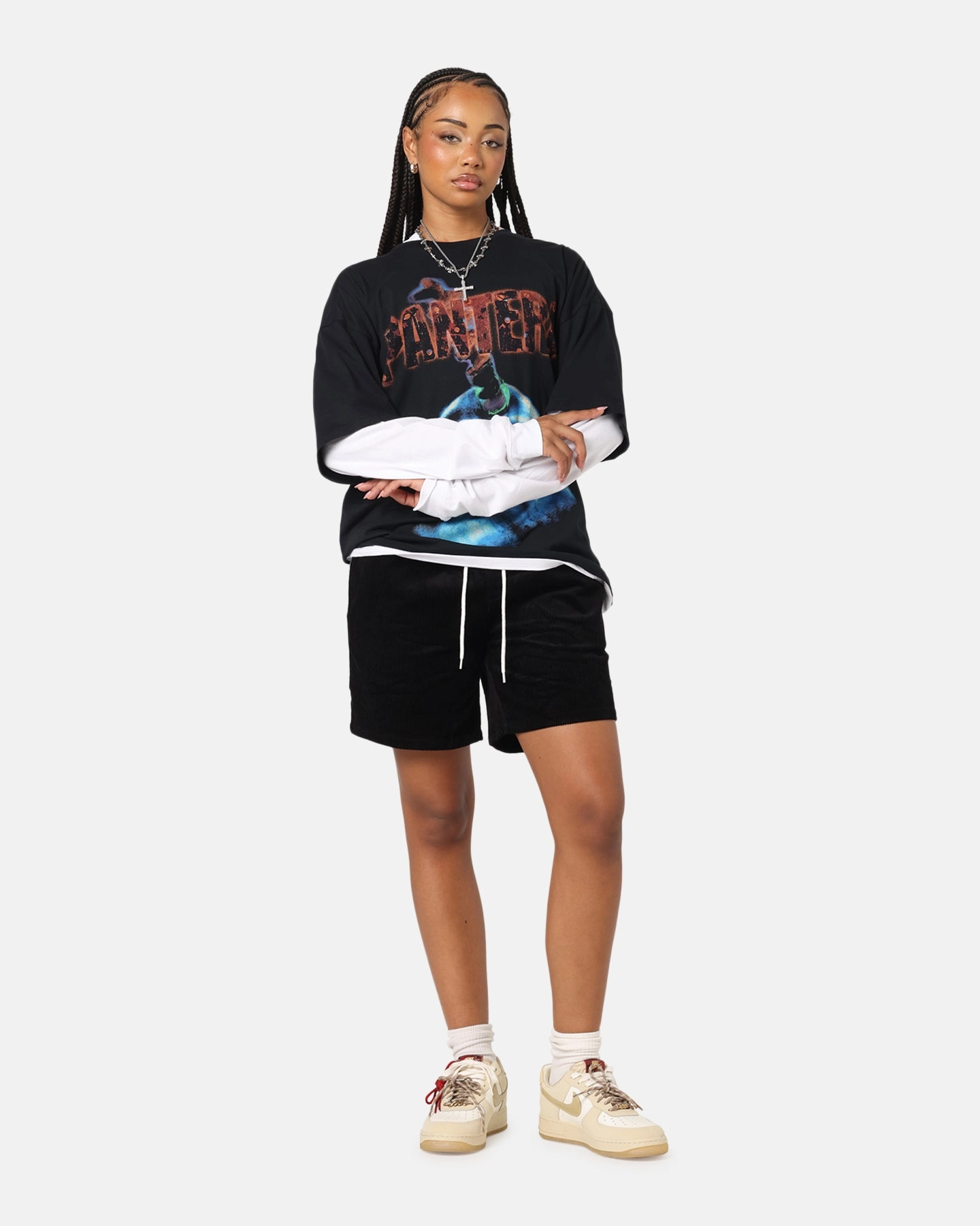 EthicallySourced Trendy Look Pantera Pantera Layered Long Sleeve T-Shirt Black Wash