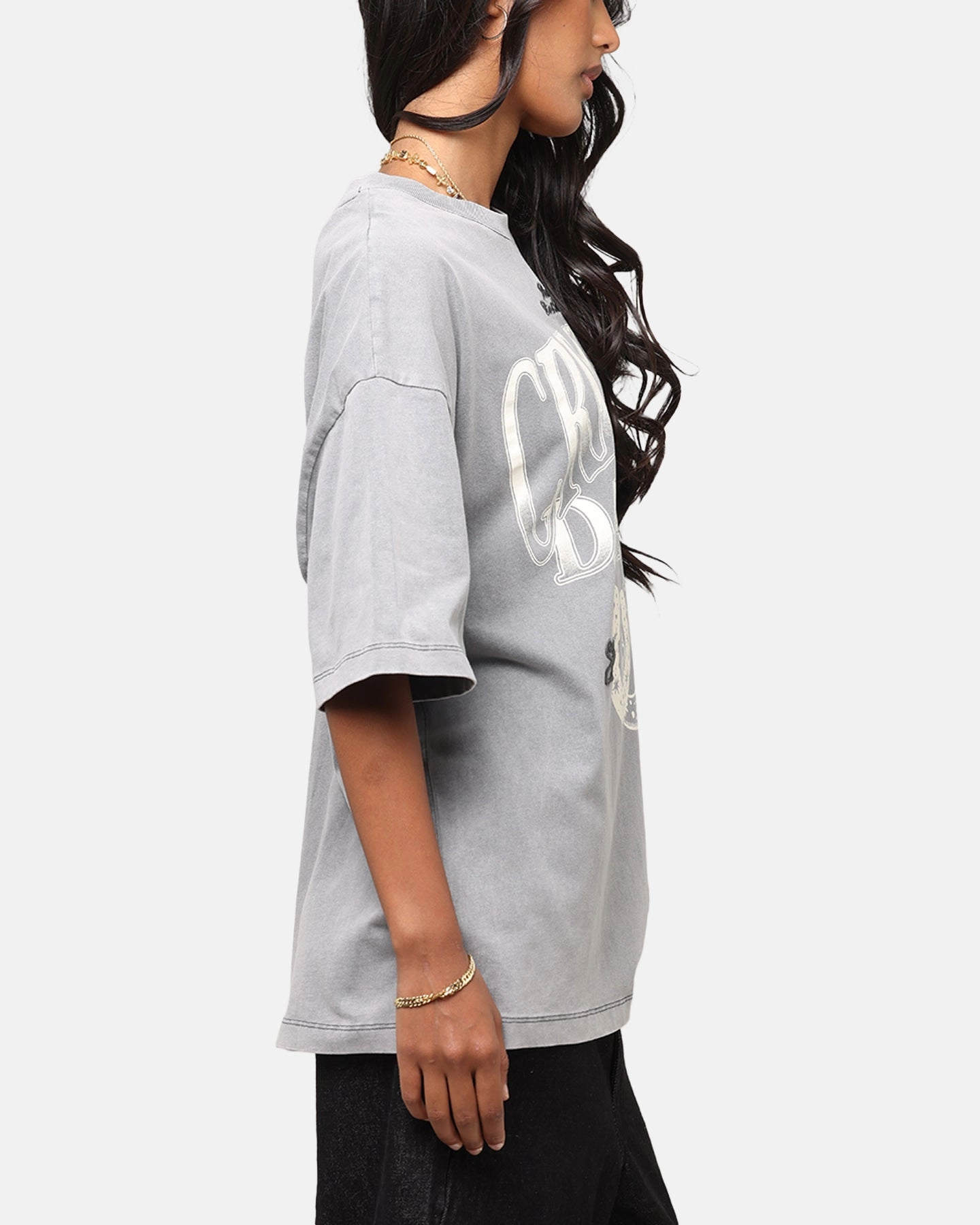 Criminal Damage Horseshoe T-Shirt Washed Black summer top MultiDirectionalStretch