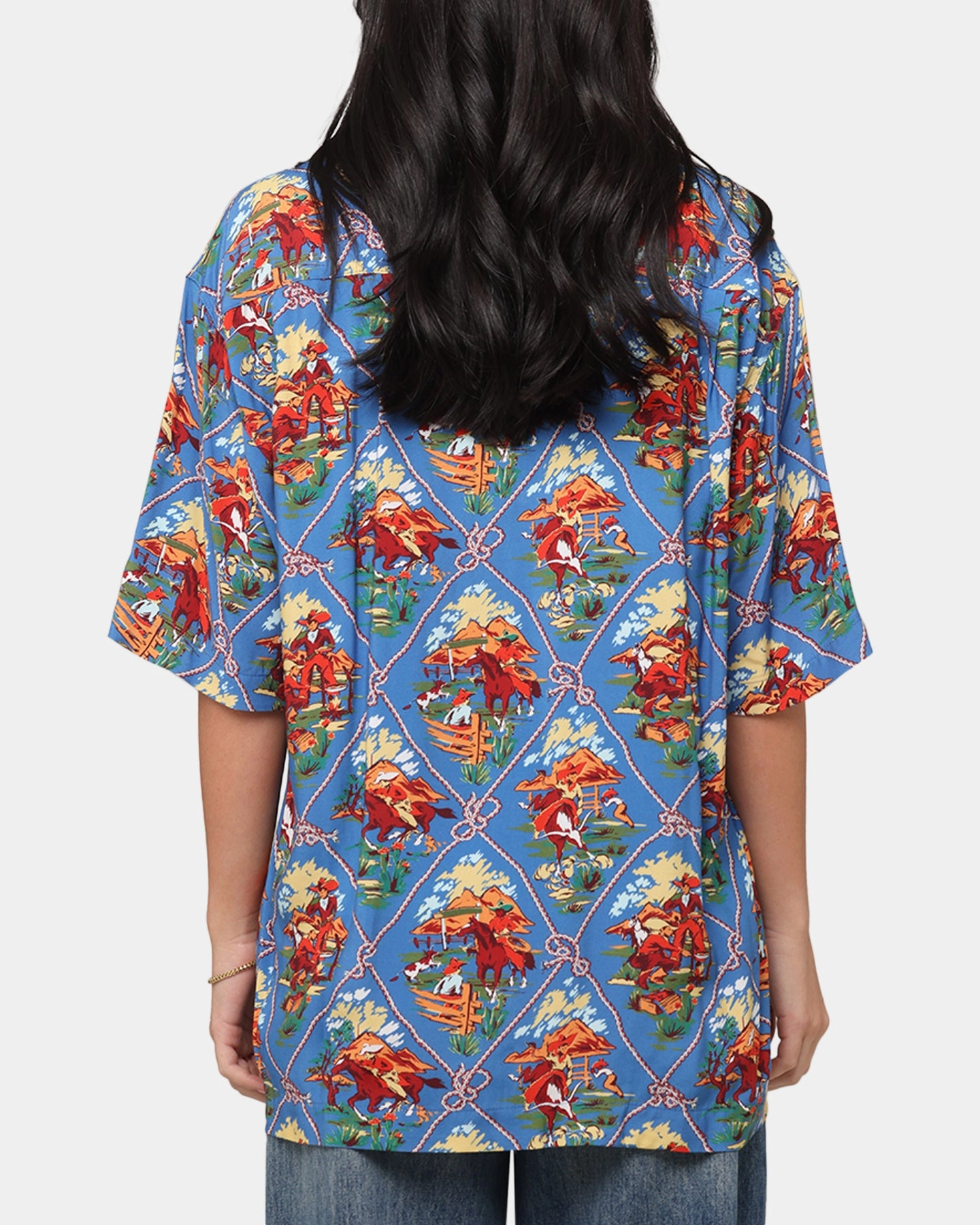 Elastic Edge Binding Champion Route 40 Drifter Button Up Shirt Teal