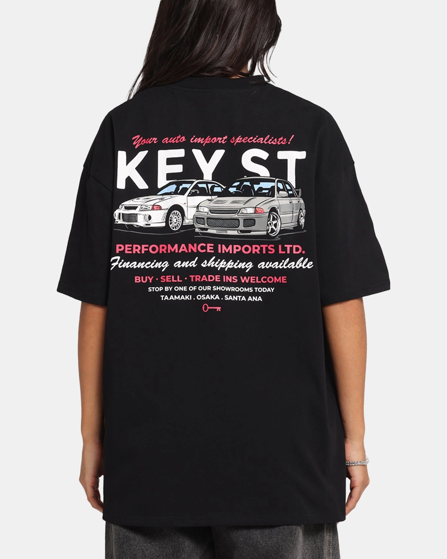Key Street Dealership T-Shirt Black Bound Seam Finish