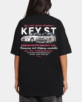 Key Street Dealership T-Shirt Black Bound Seam Finish