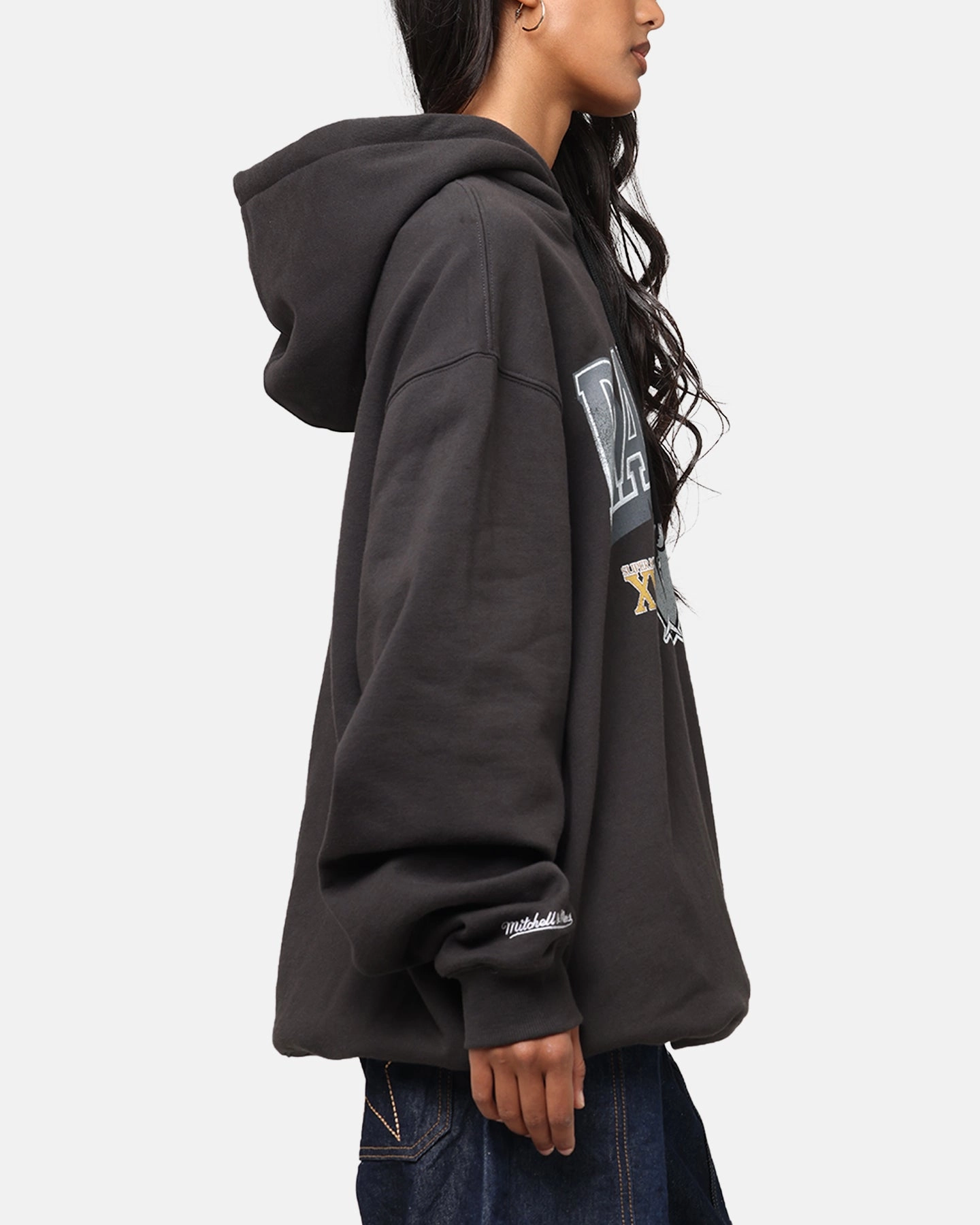 Mitchell & Ness Las Vegas Raiders Arch Hoodie Faded Black Thermal Insulation SublimatedPrint