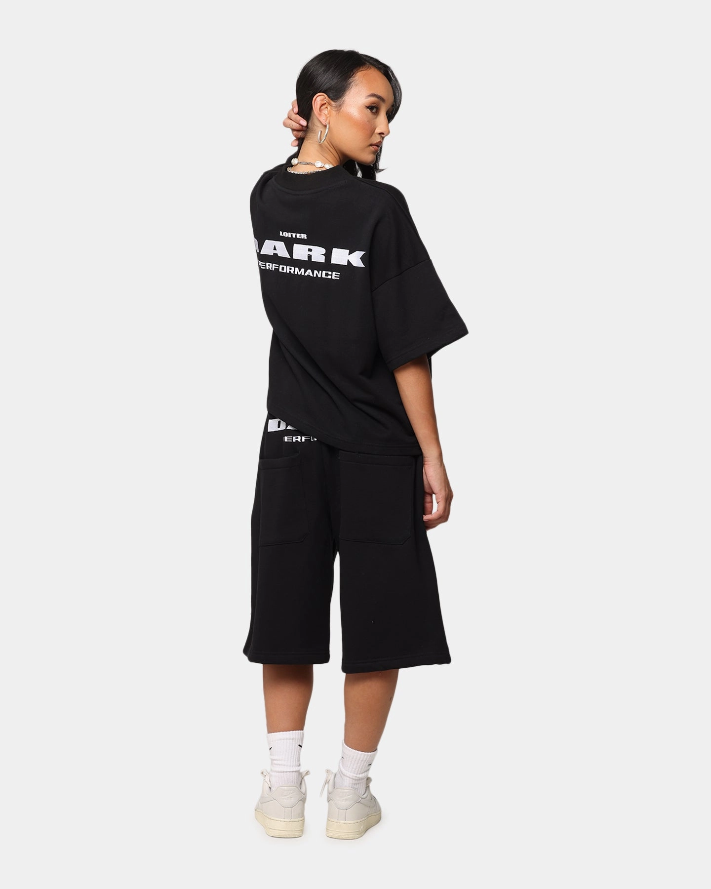 Casual Pullover Ventilated Mesh Panels Loiter Dark Performance T-Shirt Black