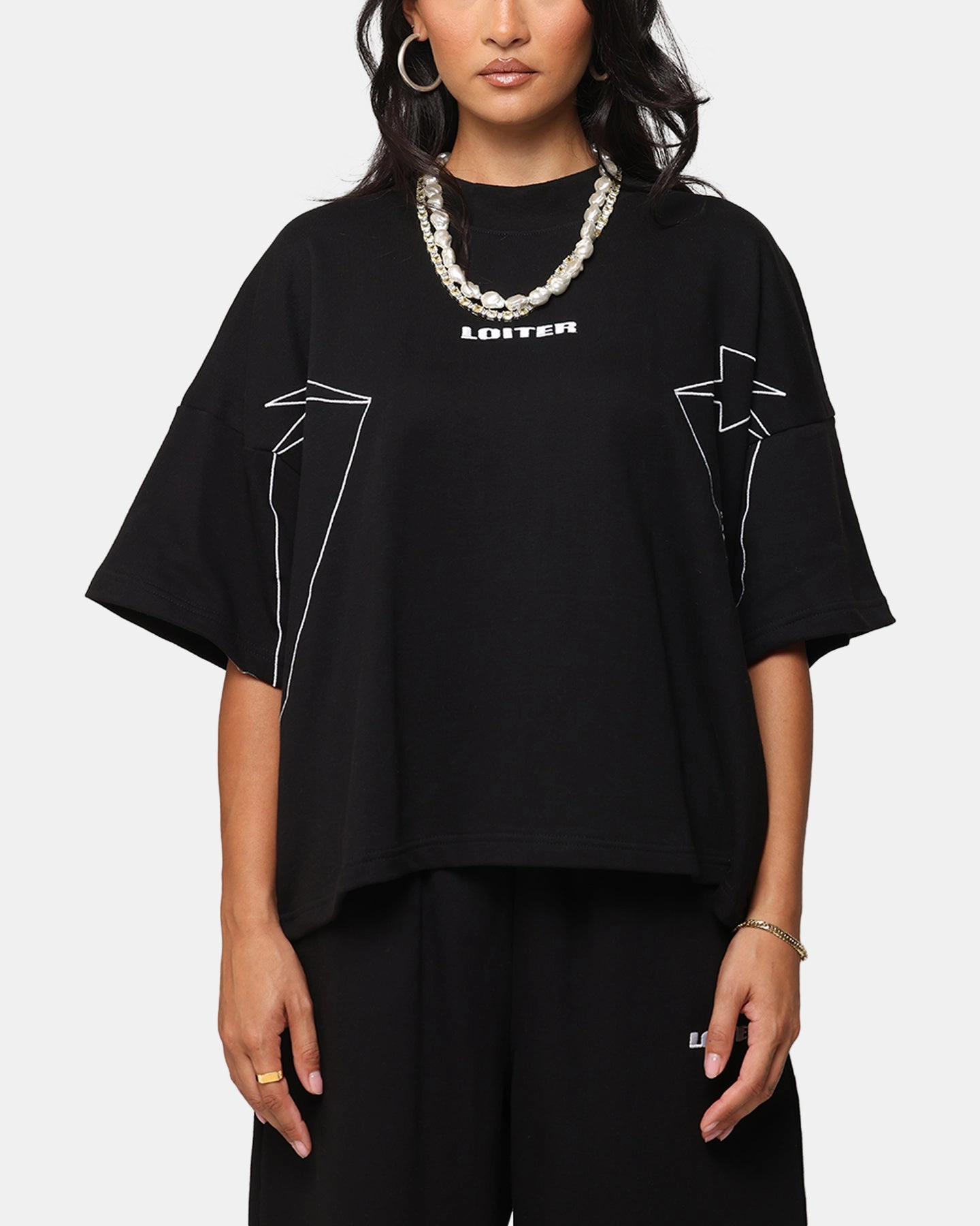 Loiter Dark Performance T-Shirt Black Relaxed Top Breathable Ventilation