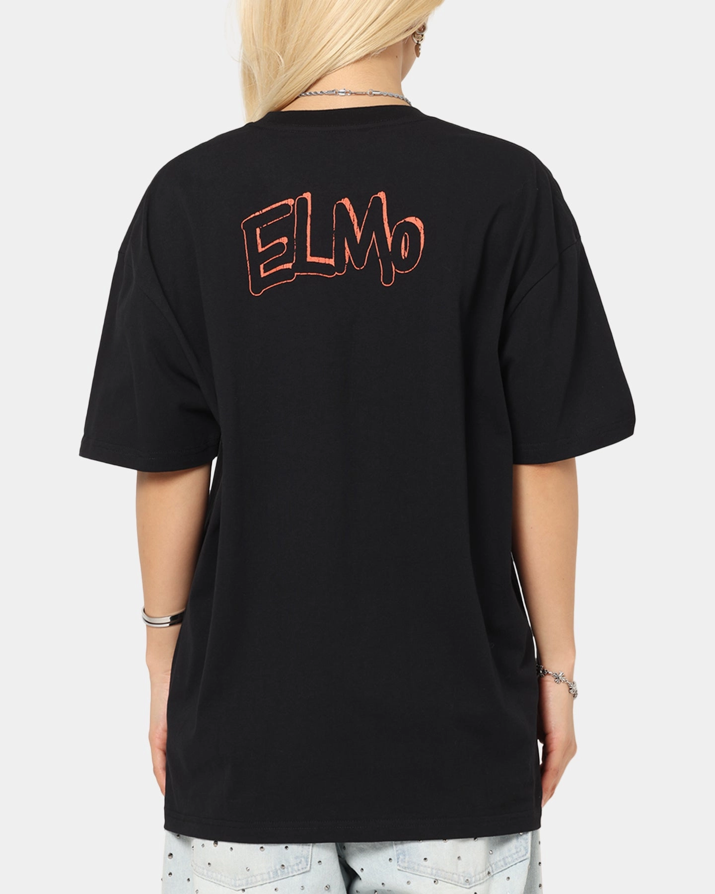 Durable Reinforced Shoulders LowImpact Manufacturing American Thrift X Sesame Street Elmo Grail Heavy T-Shirt Black