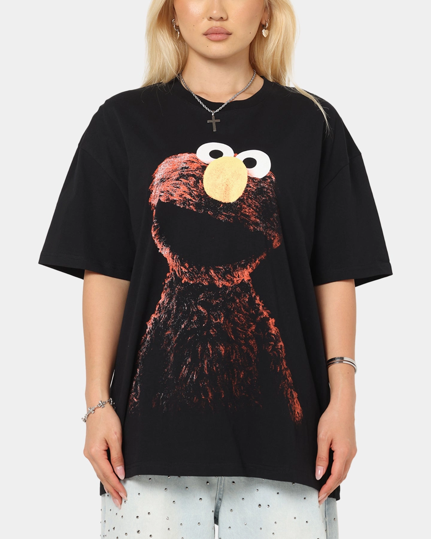 American Thrift X Sesame Street Elmo Grail Heavy T-Shirt Black DoubleStitched Cold Weather
