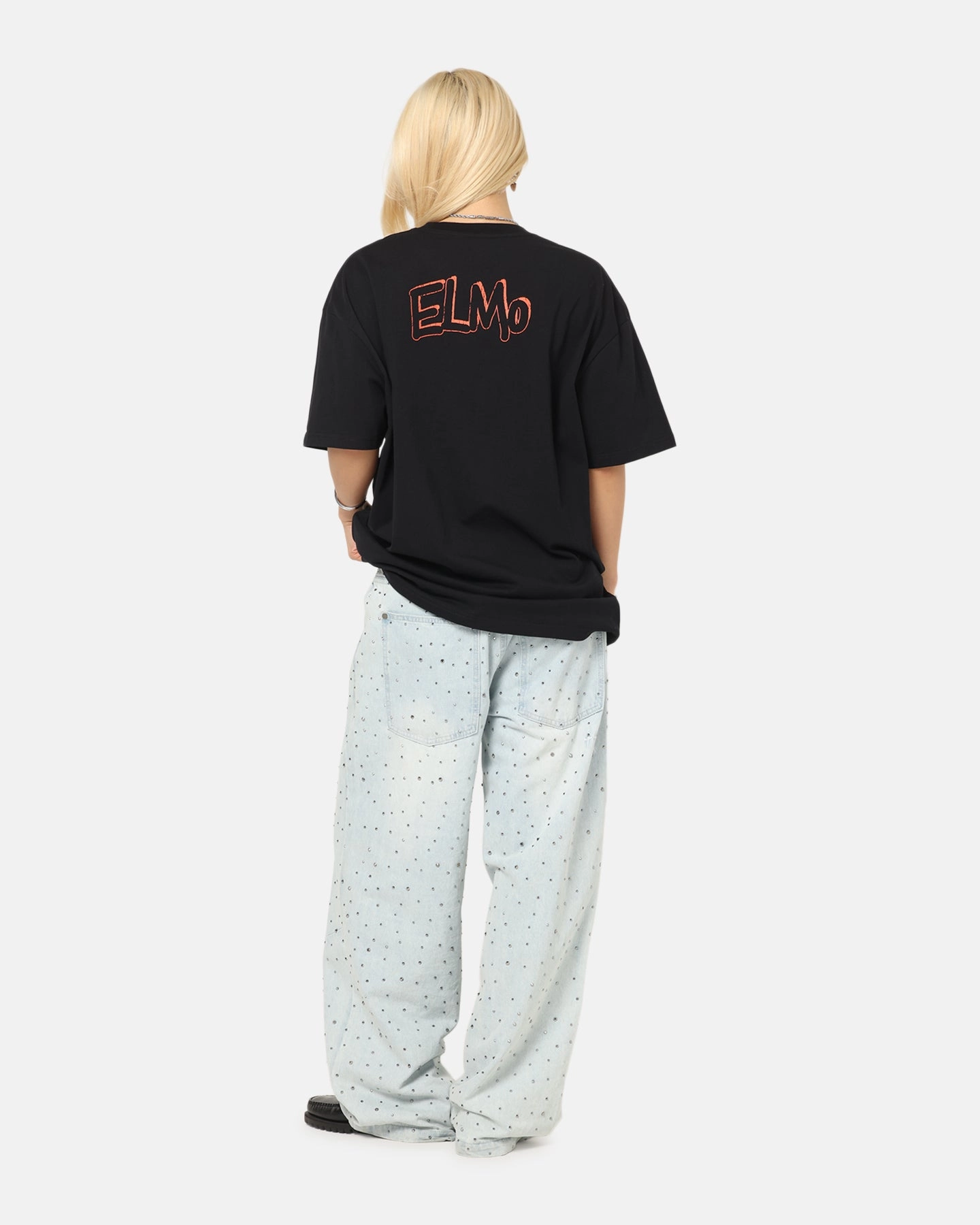 American Thrift X Sesame Street Elmo Grail Heavy T-Shirt Black Breathable Material