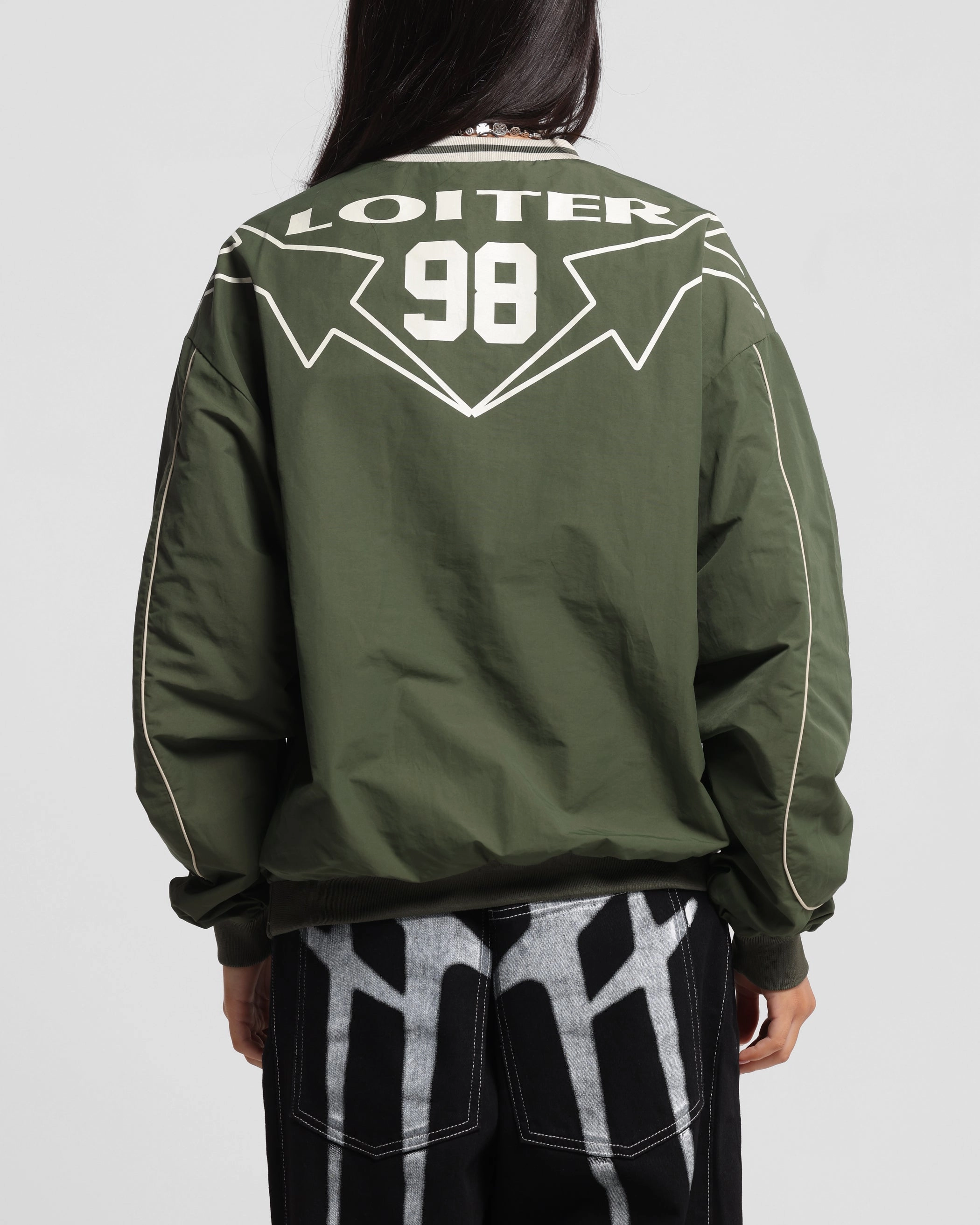 Soft Hoodie Loiter Racer Nylon Jersey Crewneck Dark Green