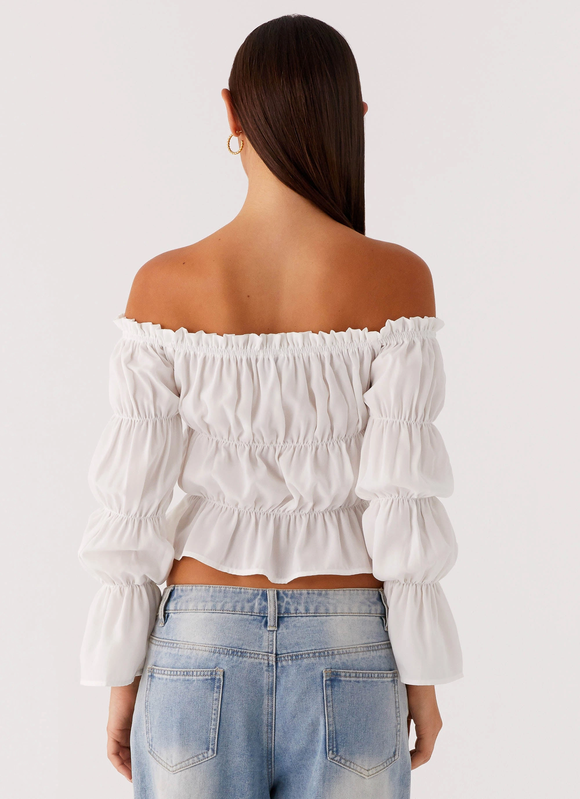 HighDensity Knit Imara Ruched Long Sleeve Top - Ivory