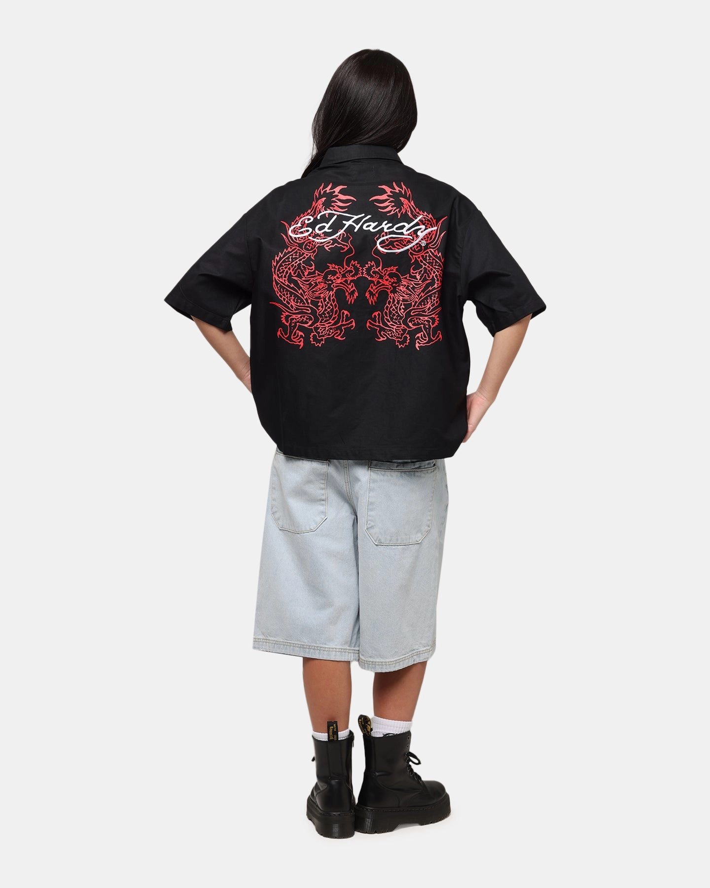 Ed Hardy Dragon Zip Shirt Black Multipurpose Layering Piece QuickDrySystem