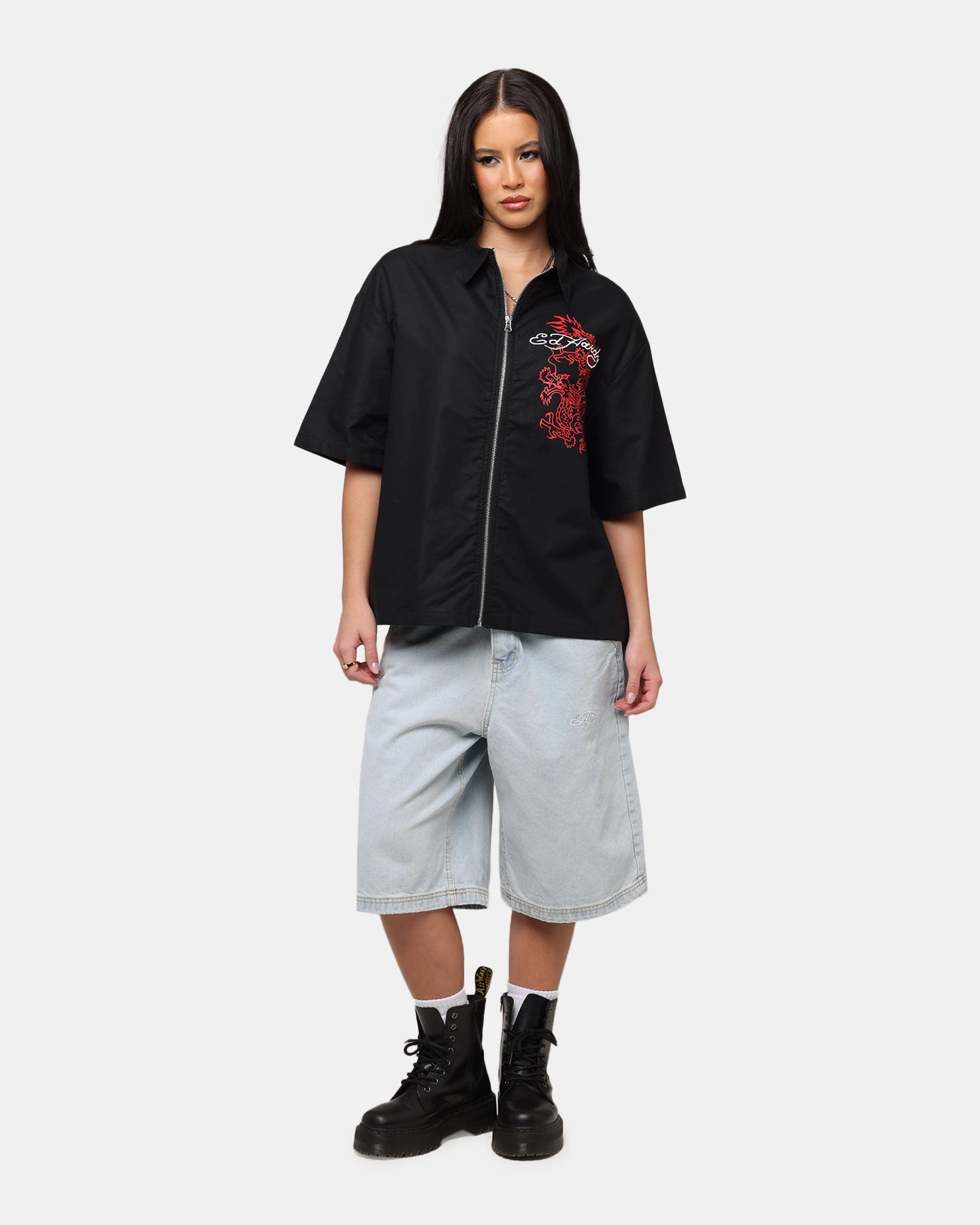 Ed Hardy Dragon Zip Shirt Black FeatherlightConstruction