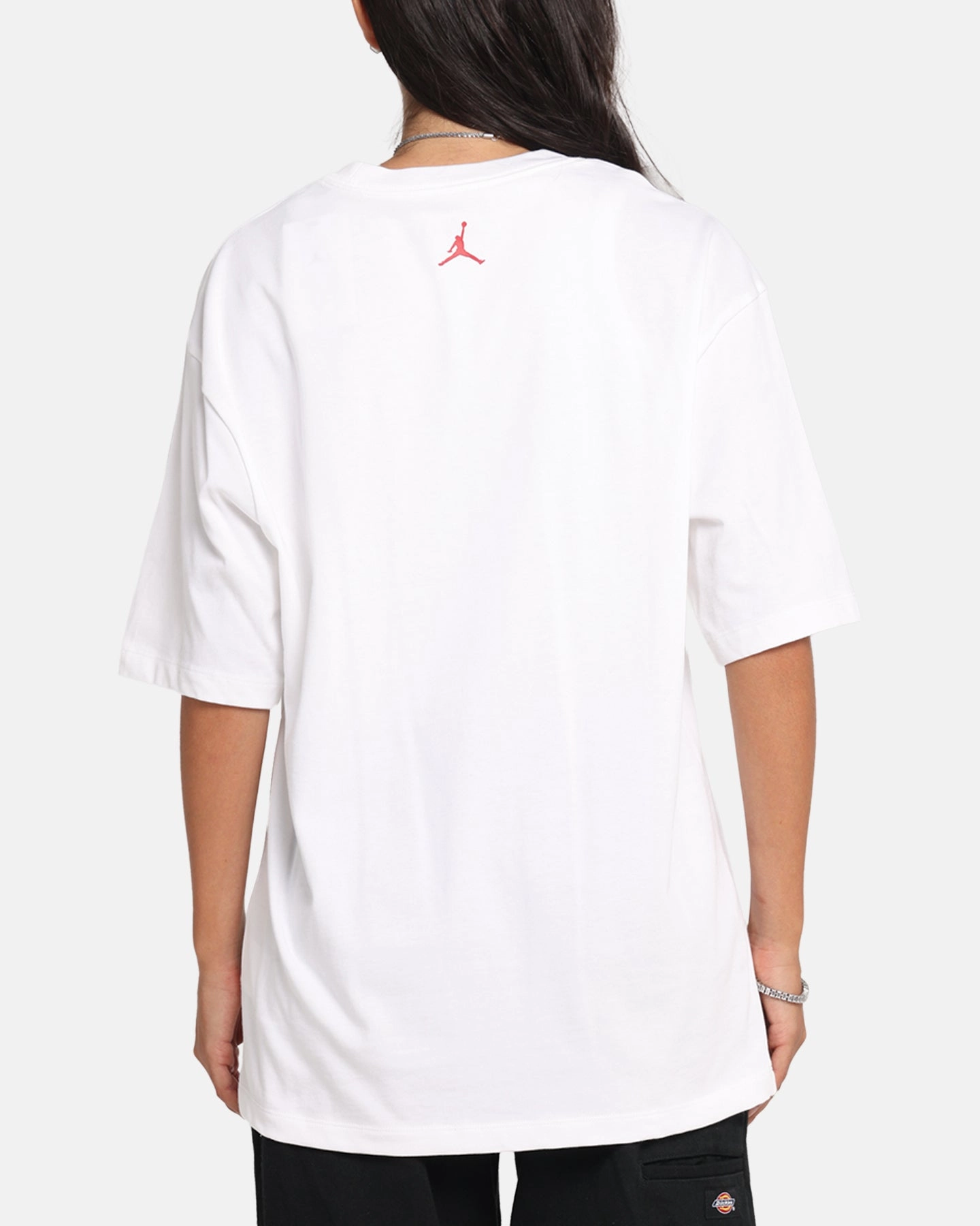 Jordan Brand Sneaker Patch Crewneck T-Shirt White/Varsity Red Breathable Knit Fabric