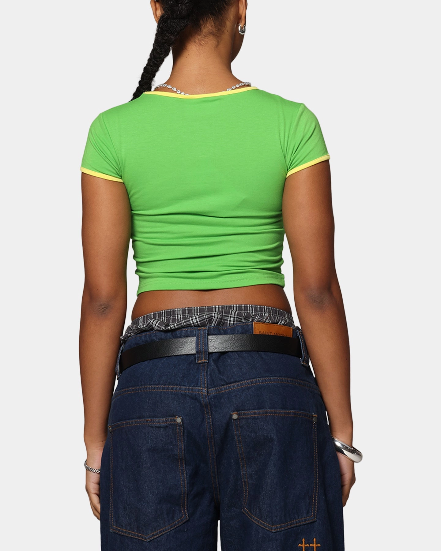 Sleeveless Top Mesh Lining Ed Hardy Women's Blooming Baby Ringer T-Shirt Green/Yellow