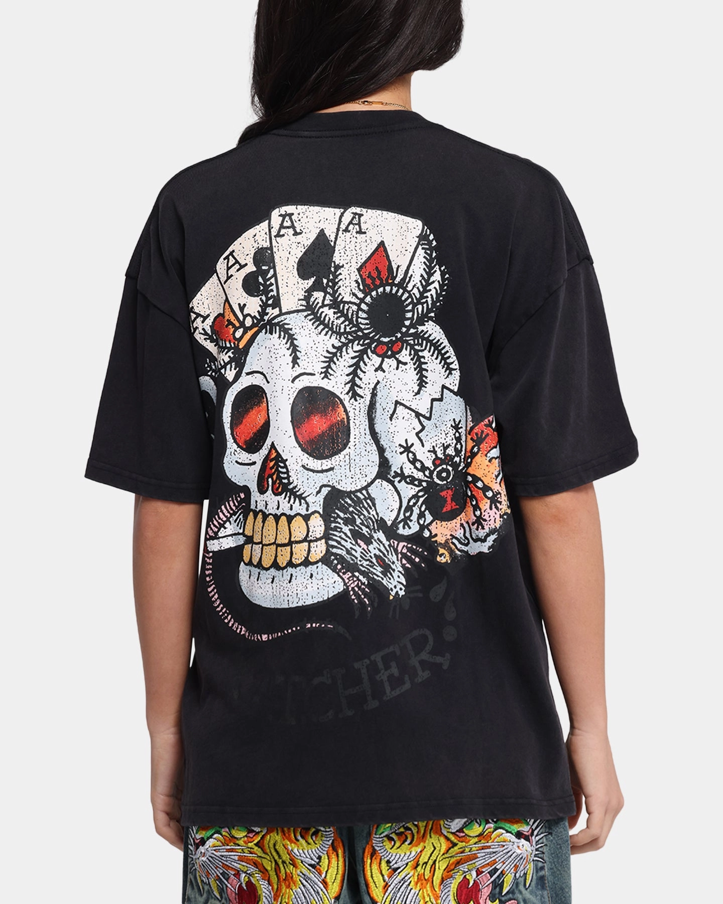 Ed Hardy Catcher T-Shirt Black Acidwash UltraSoftInterior