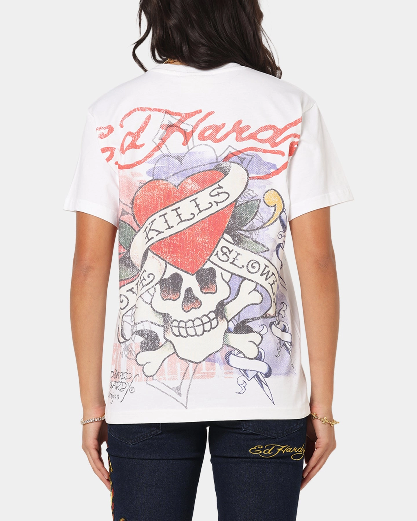 GarmentWashedFinish Ed Hardy Love Kills Slowly Vintage T-Shirt White
