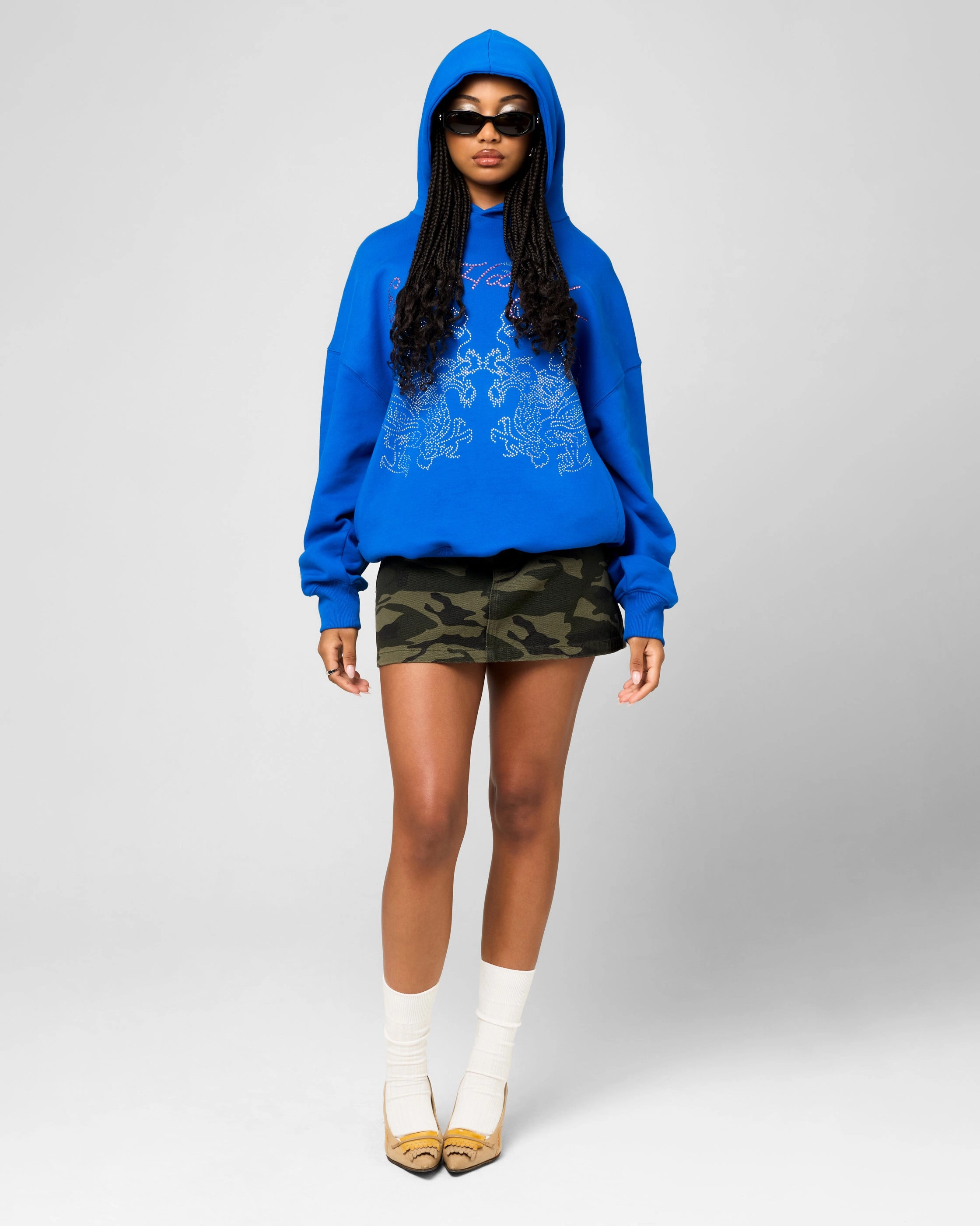 Ed Hardy Rhinestone Dragon Hoodie Blue EcoFriendly Material