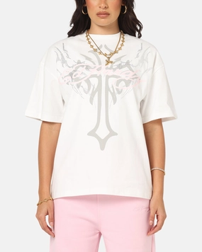 Ed Hardy Trinity Rhinestone T-Shirt Off White Stylish Dress SustainableBlend