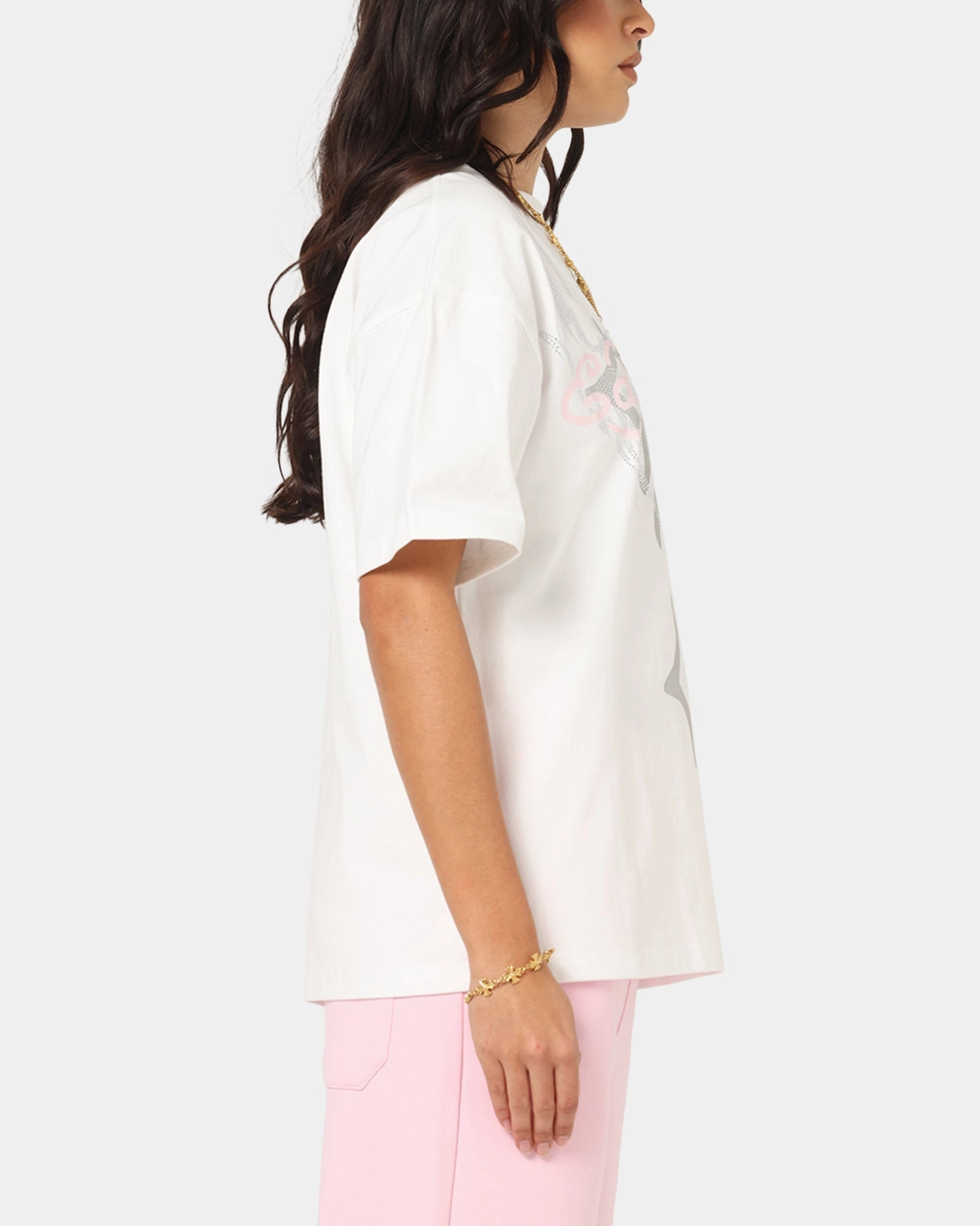 Ed Hardy Trinity Rhinestone T-Shirt Off White Bluesign Approved Material TaglessNecklineComfort