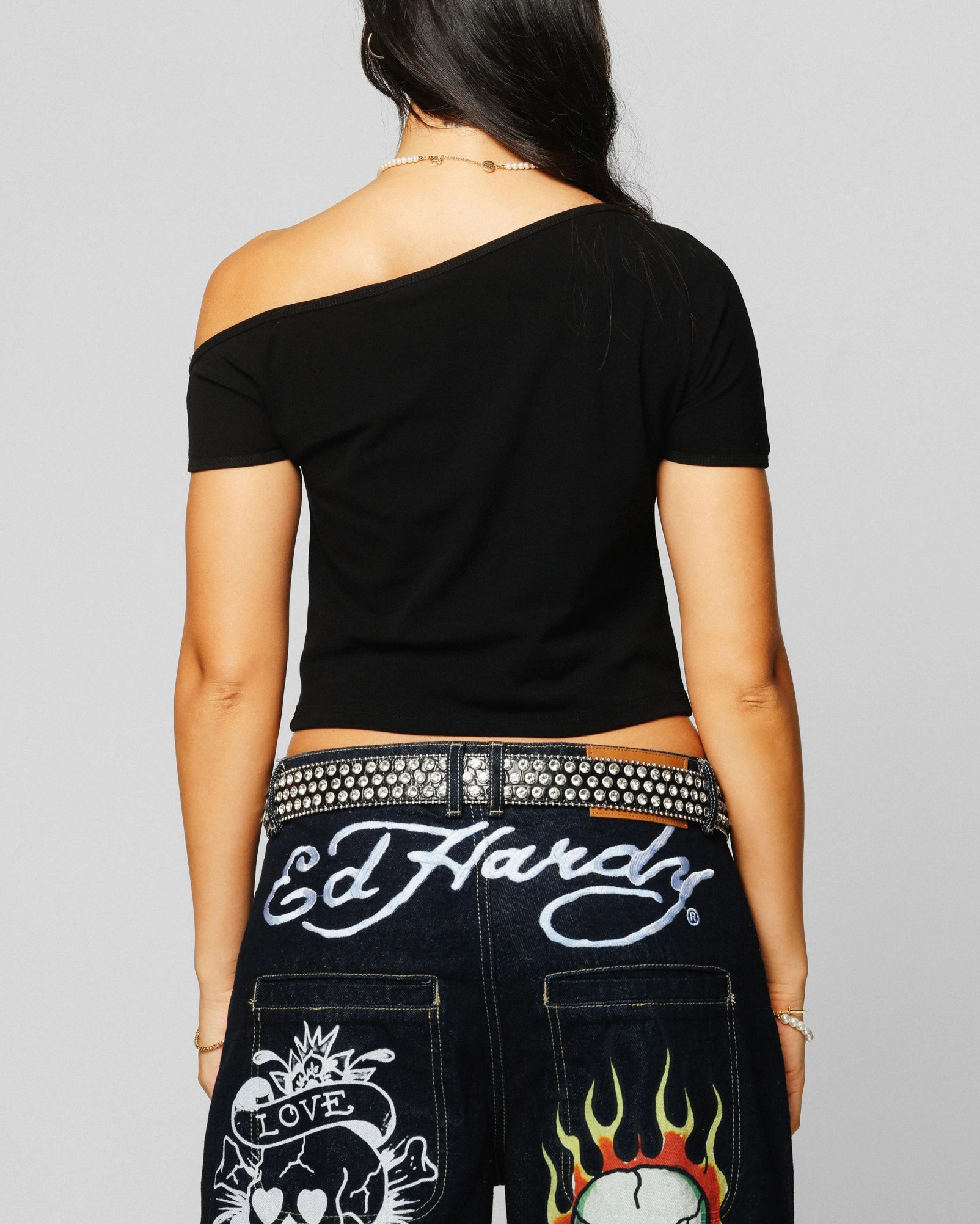 Versatile Shirt Compression Fit Ed Hardy Women's Aline Baby T-Shirt Black