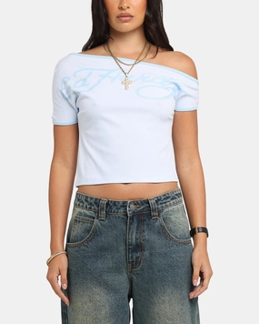 LayeredPanel Reflective Detailing Ed Hardy Women's Aline Baby T-Shirt Blue