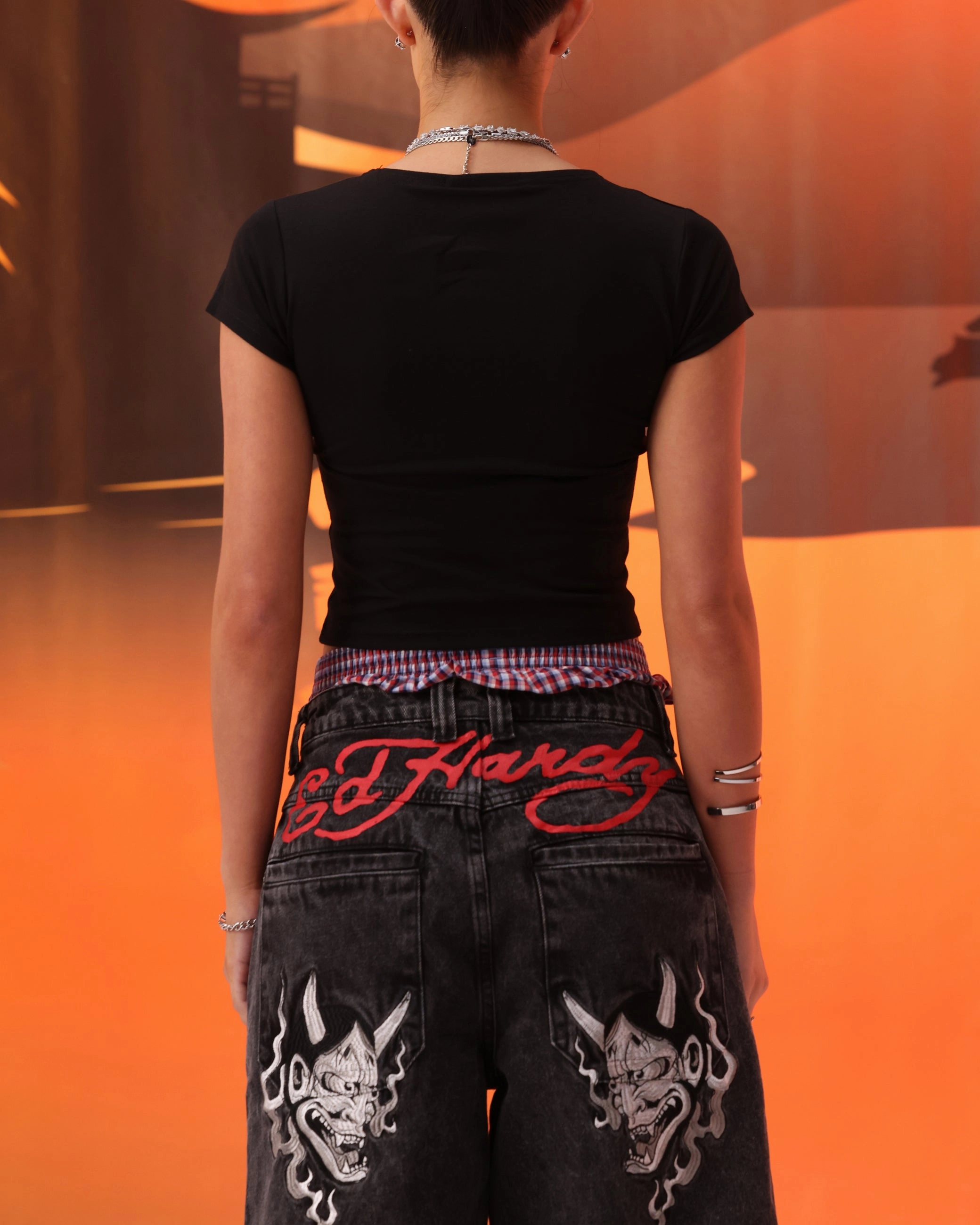 Bonded Seam Innovation Ed Hardy Women's Blaze Baby T-Shirt Black