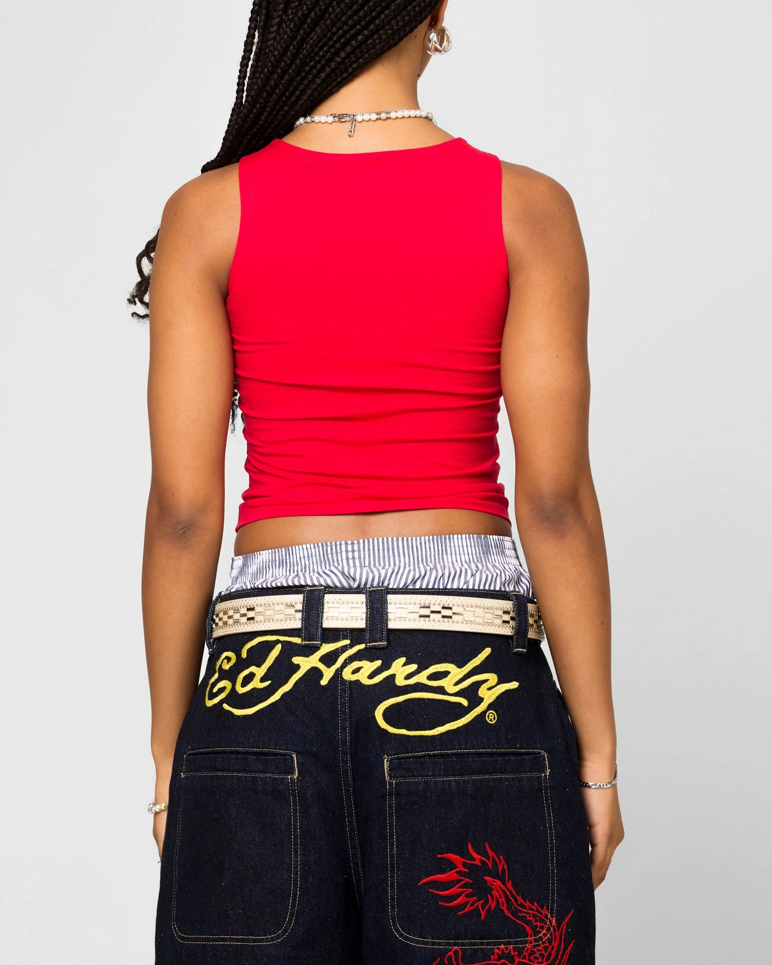 Ed Hardy Women's Dragon Tank Red Thermoregulating Fabric AntiBacterial Coating