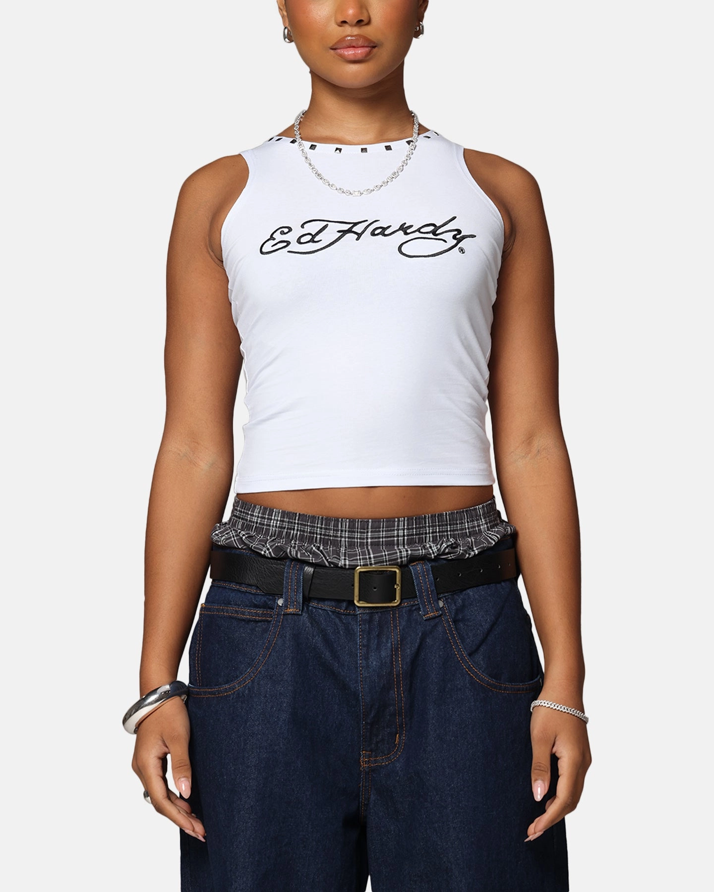 Ed Hardy Women's Electric Tank White Tear Resistant