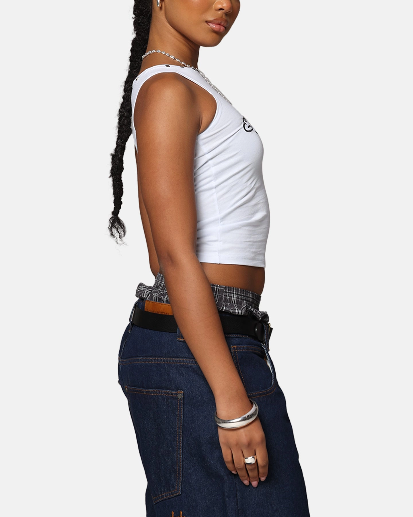 Stretch Material Antimicrobial Finish Ed Hardy Women's Electric Tank White