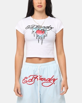 BreathableMeshPanels Ed Hardy Women's Ice Heart Baby T-Shirt White