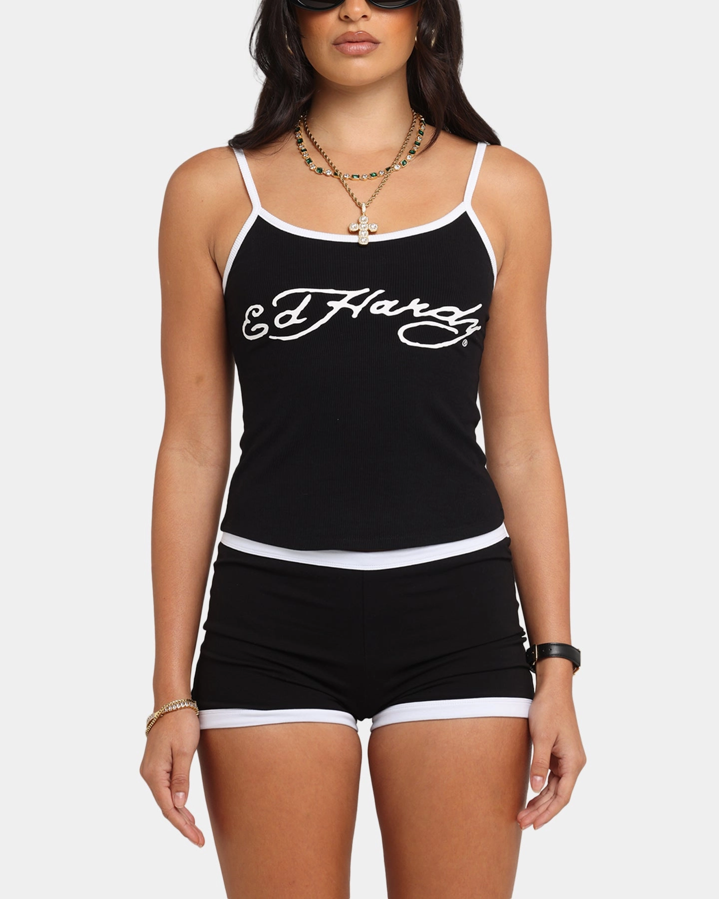 Ed Hardy Women's Logo Camo Singlet Black/White ThermalRegulating