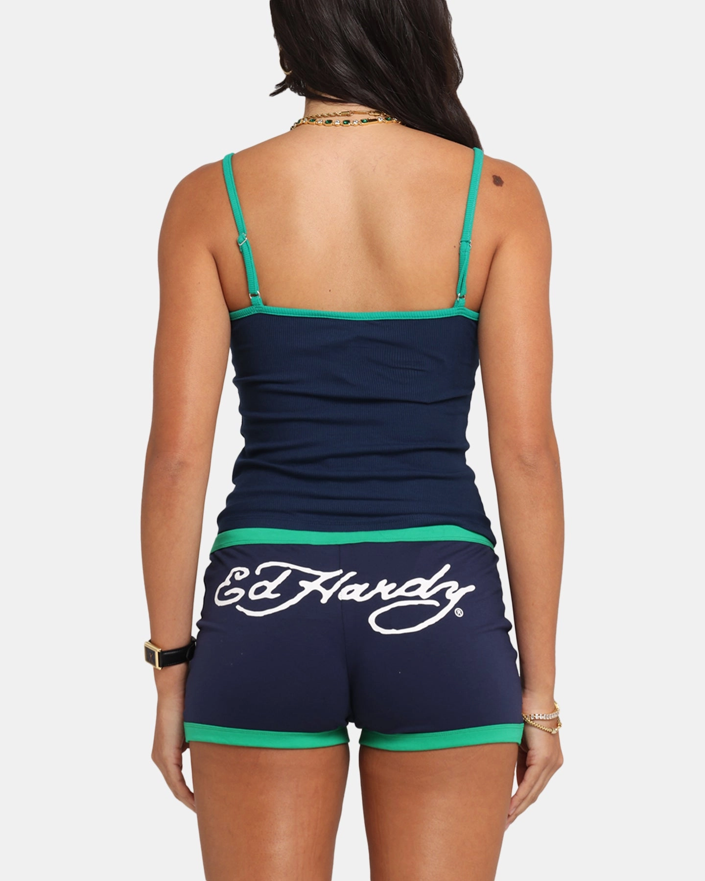 Ed Hardy Women's Logo Camo Singlet Navy/Green UltraFineMesh