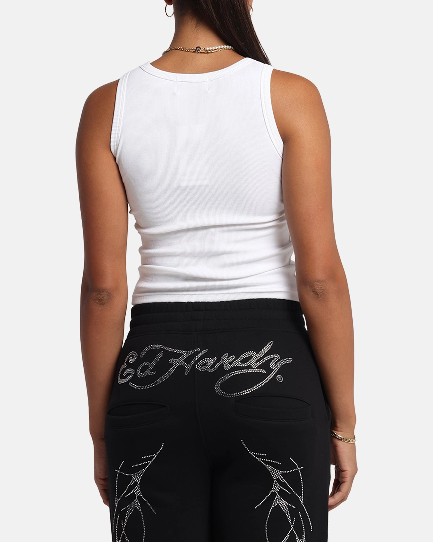 Ed Hardy Women's Love Kills Tank White Double Stitched Hems
