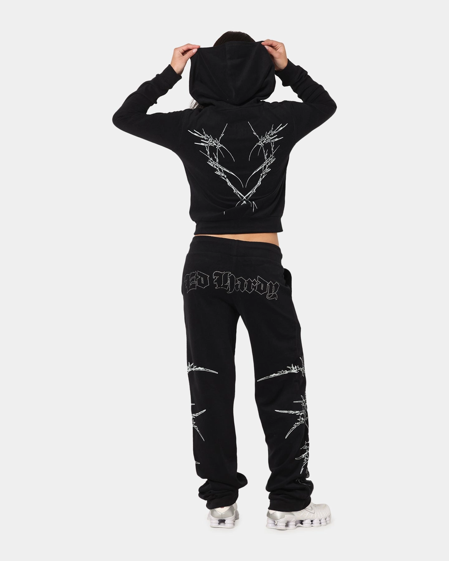 Fade Resistant Finish Ed Hardy Women's Raver Cropped Hoodie Black