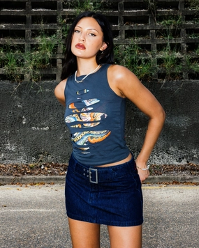 Ed Hardy Women's Ripped Dragon Tank Black EcoCertified Textile FlexibleKnit