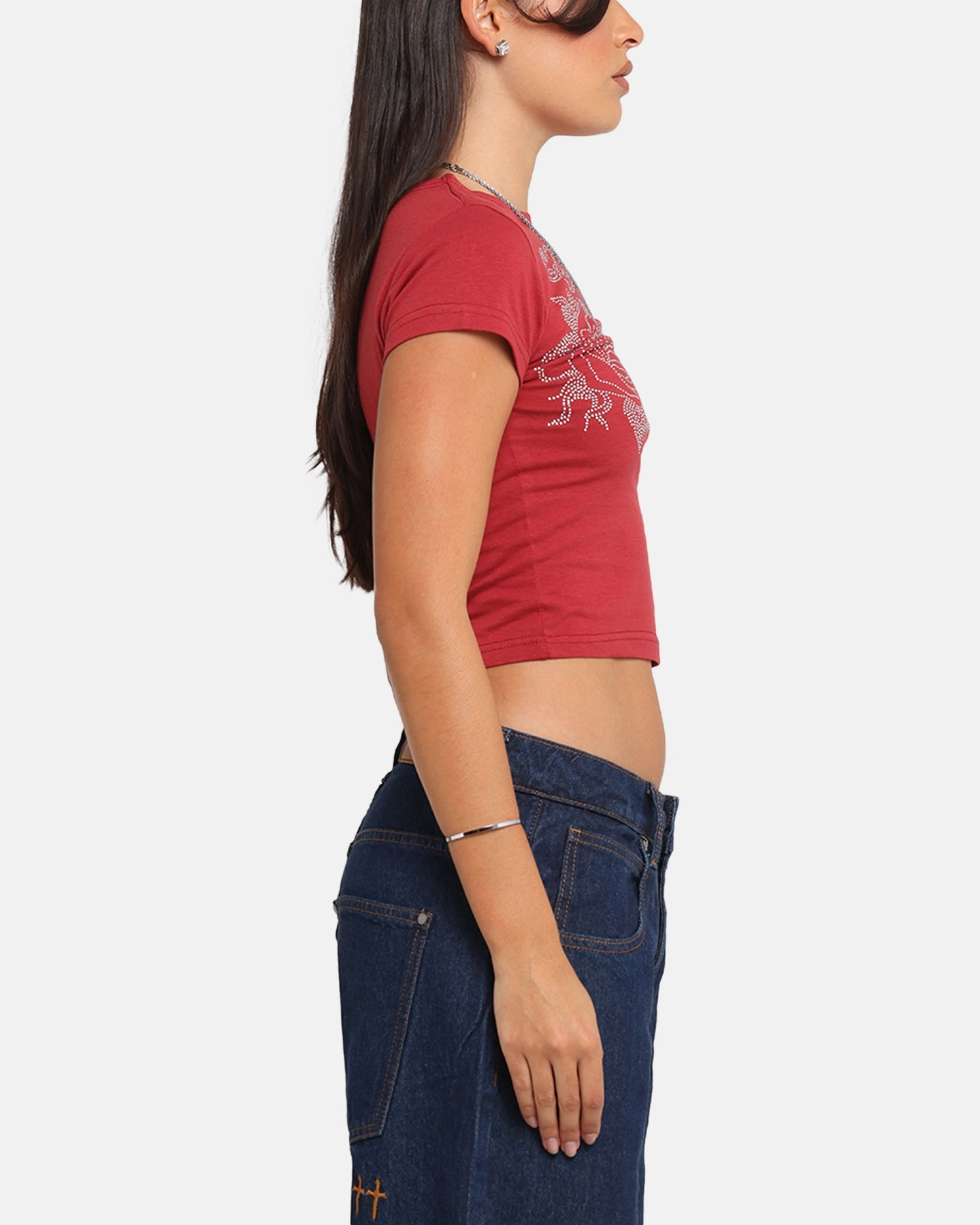 Printed top Ed Hardy Women's Rose Baby T-Shirt Red