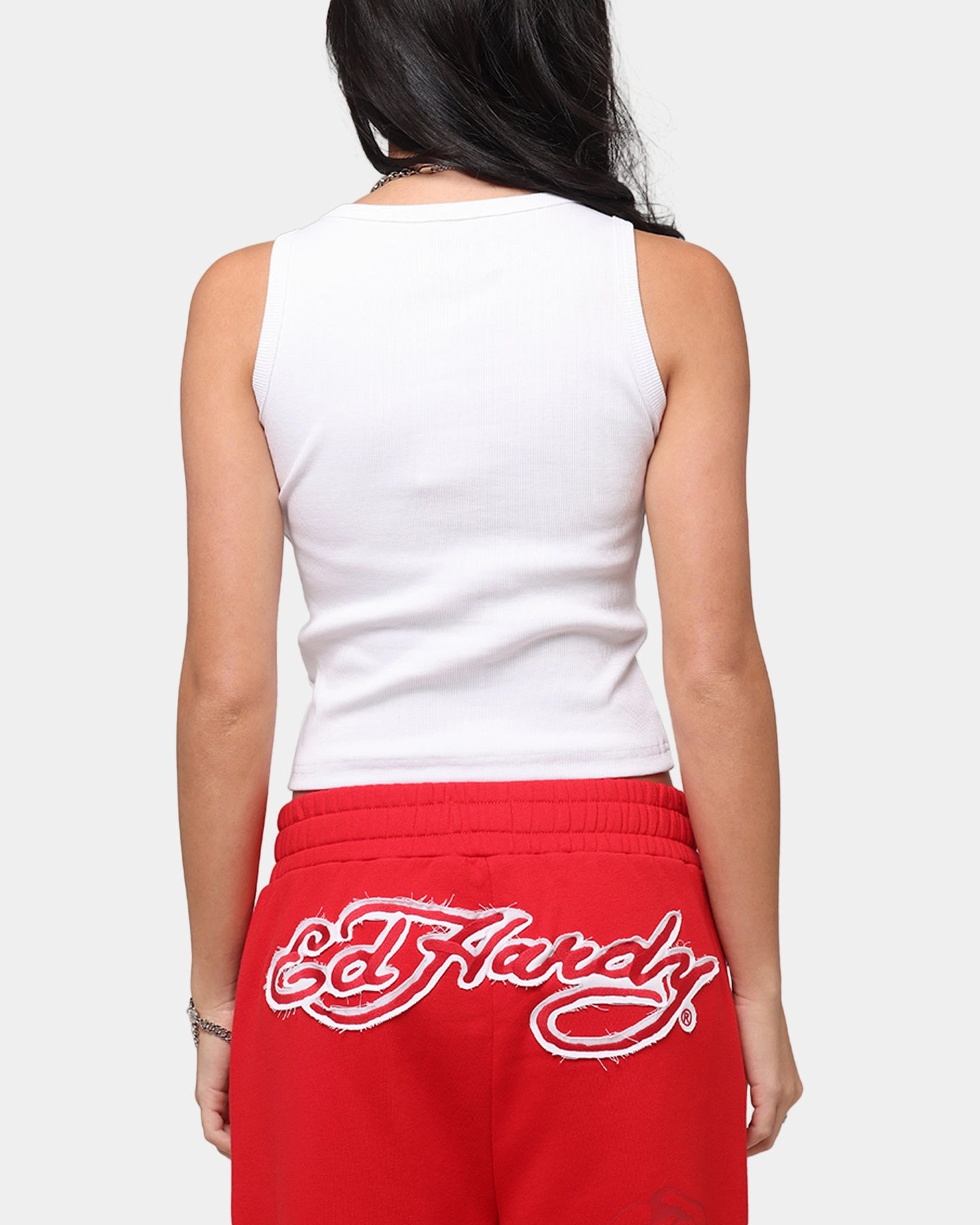 SnagResistant Fabric Trendy Shirt Ed Hardy Women's Rose Tank Top White