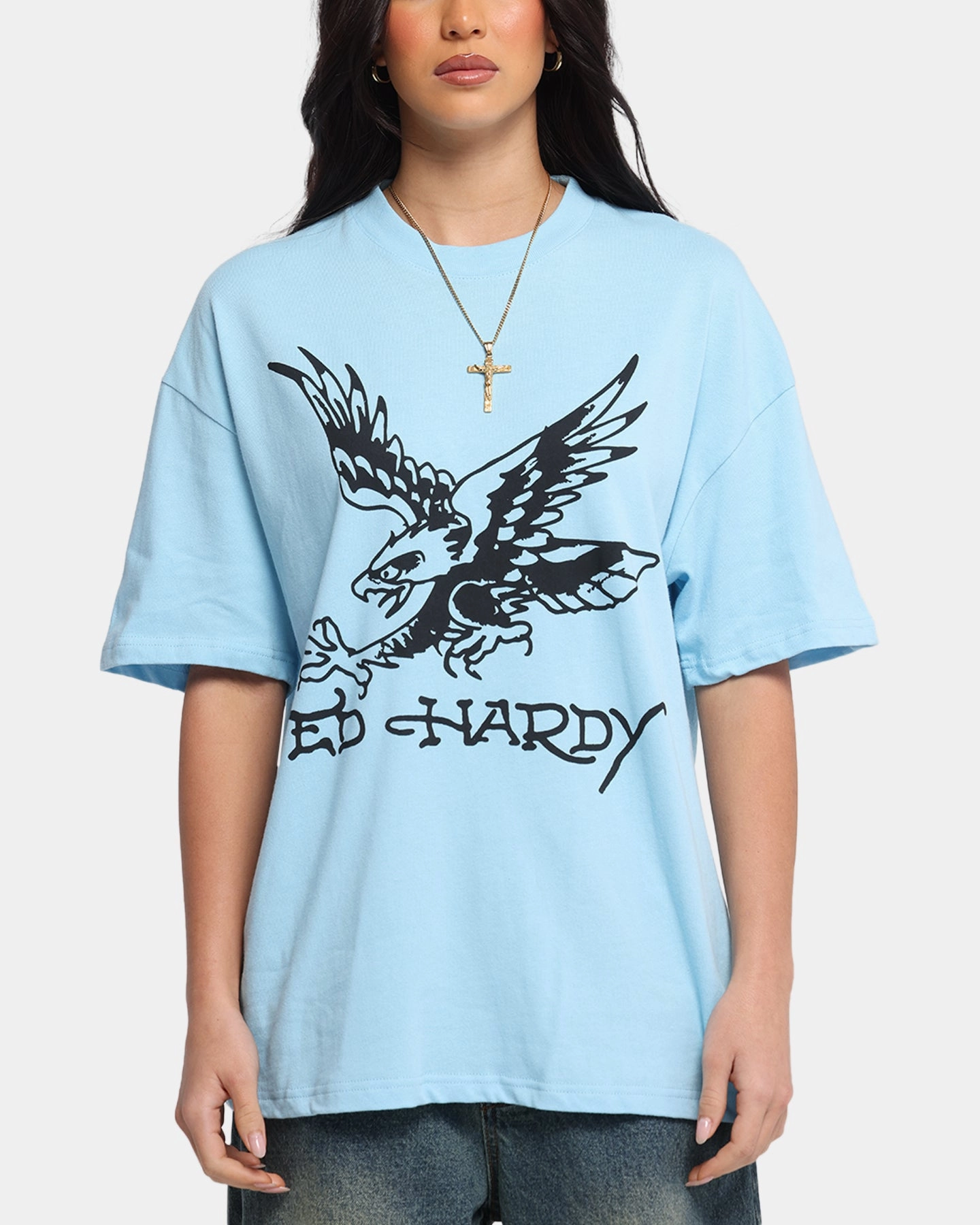 Durable Double Stitching Ed Hardy Eagle T-Shirt Blue
