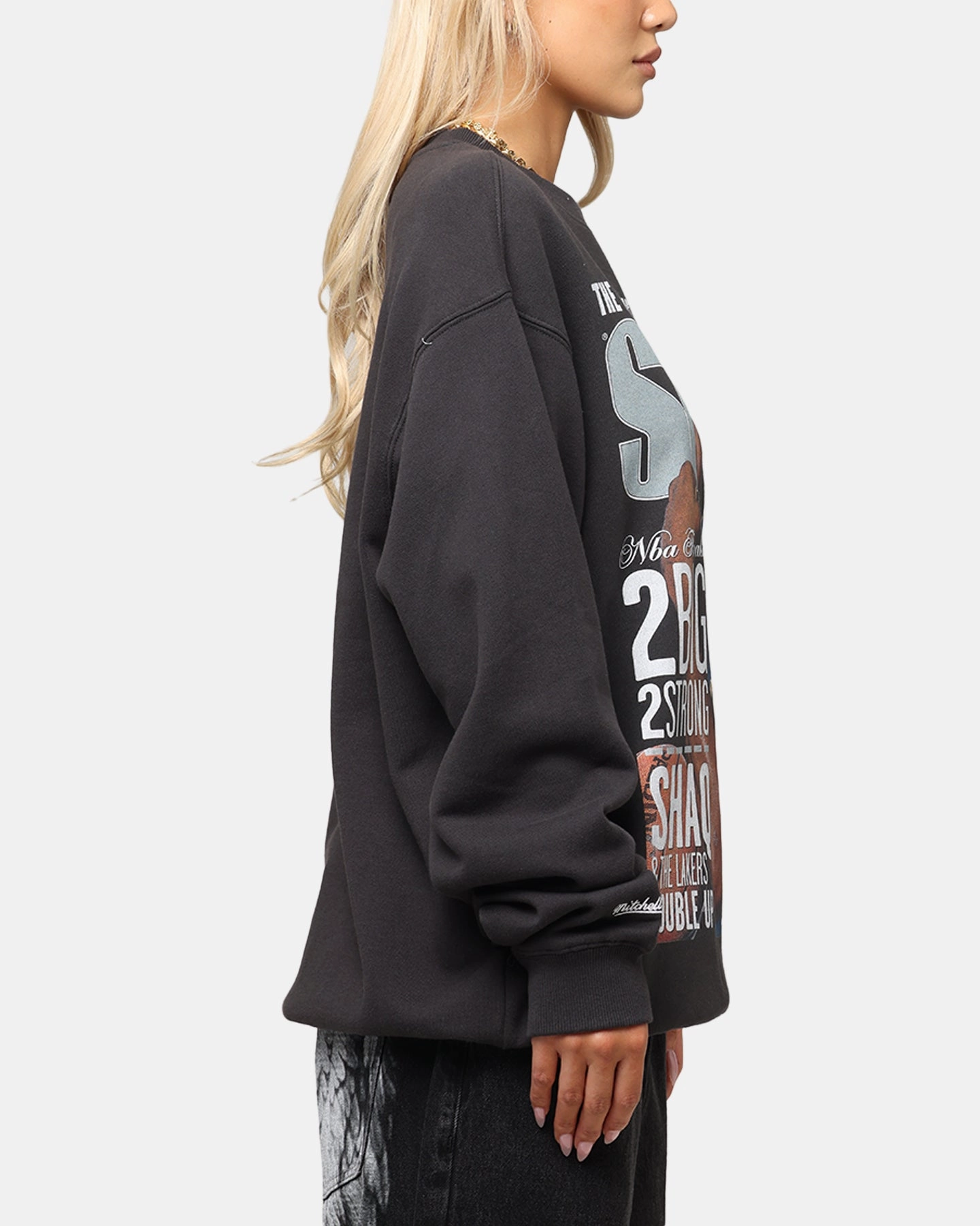 Quick Release Fastener Mitchell & Ness Los Angeles Lakers Shaquille O'Neal Slam Magazine Crewneck Faded Black