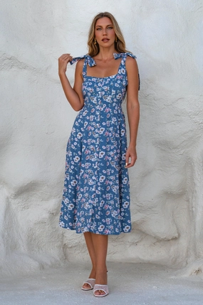 Mia Vita Button Down Dress With Ties Drape Wave Vibrant color dress