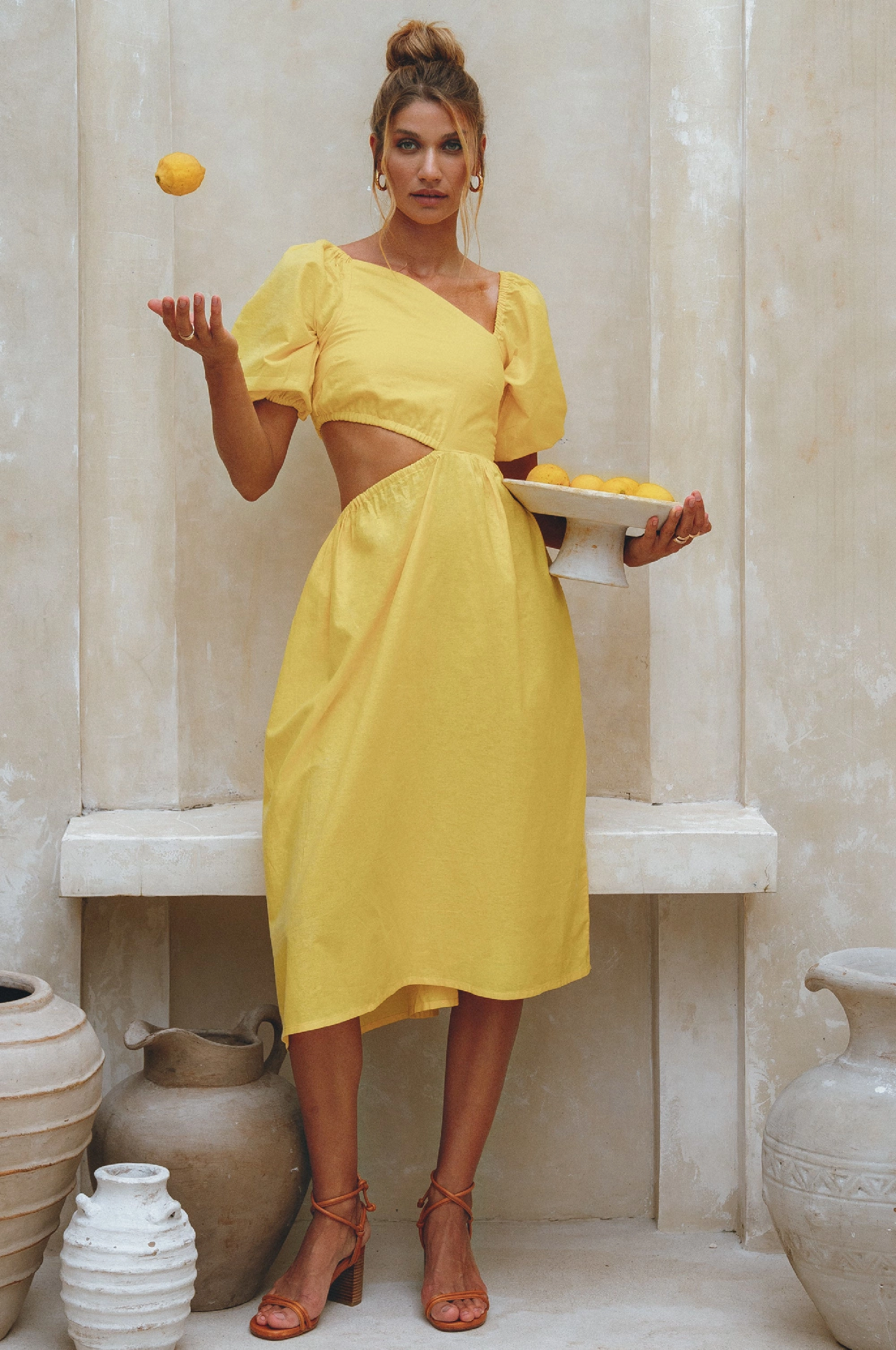 Sundaze Cutout Linen Midi Dress (Sale) flowy style Striped-Pattern