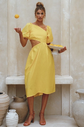 Chic Everyday Wear Sundaze Cutout Linen Midi Dress (Sale)