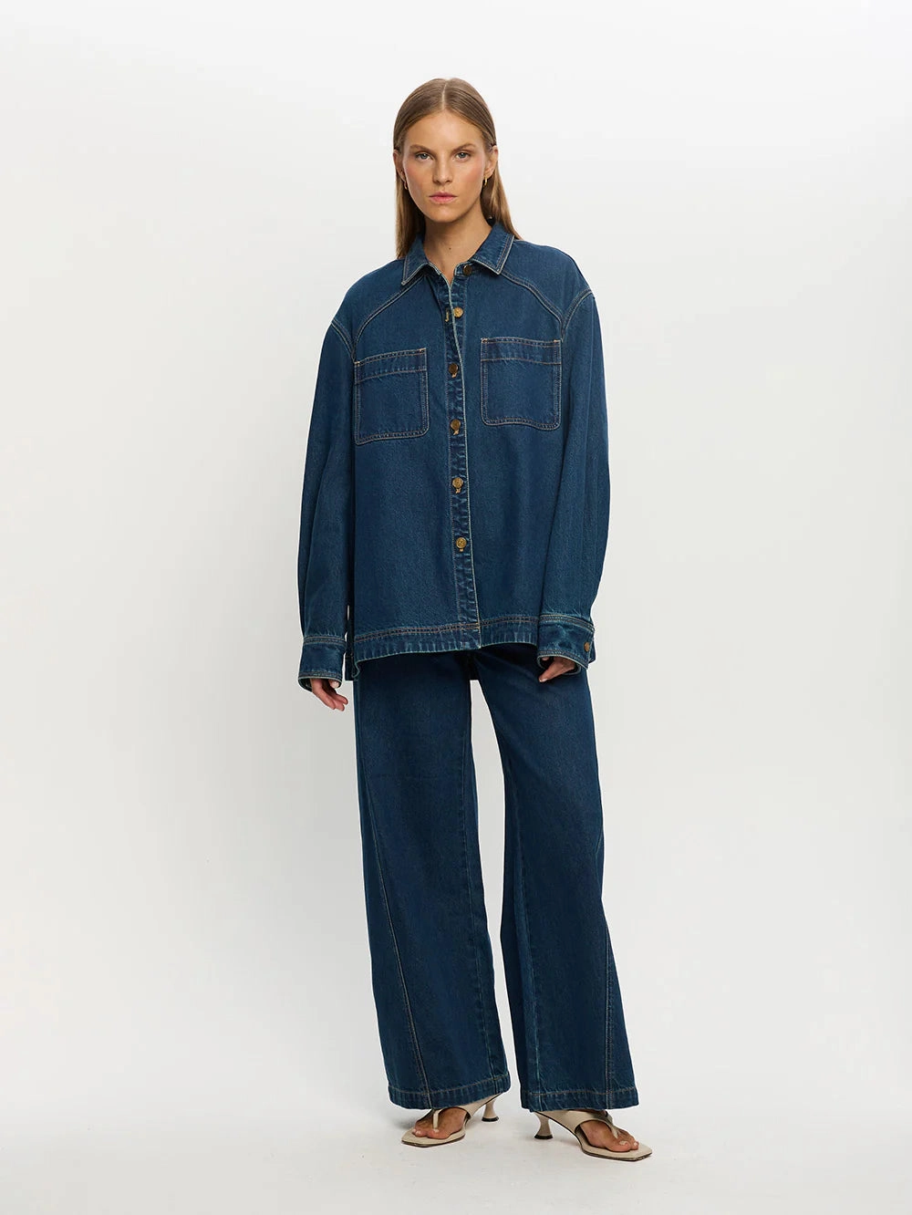 Evie Denim Shirt RibbedHemline Eco Friendly Dye Process