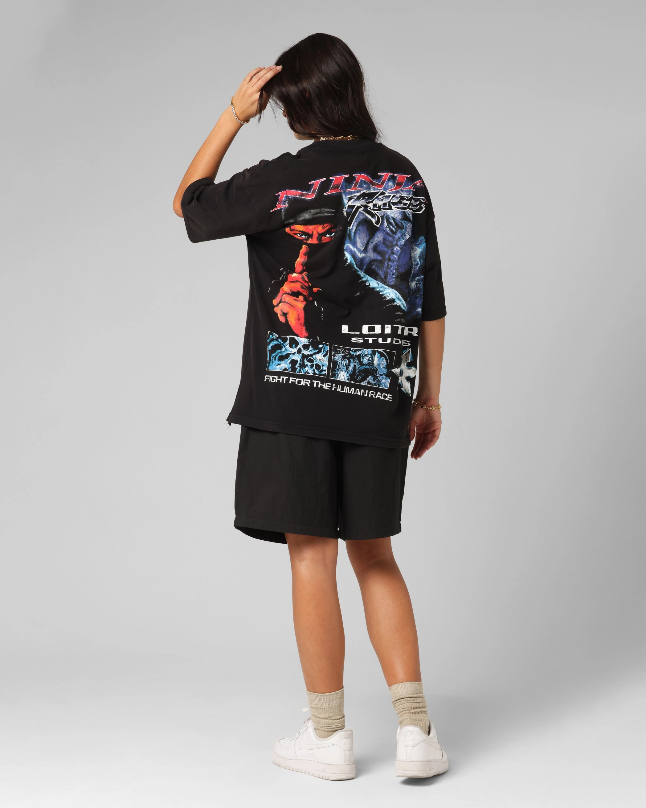 Variable Tension Adjustment Loiter Ninja Vintage T-Shirt Vintage Black