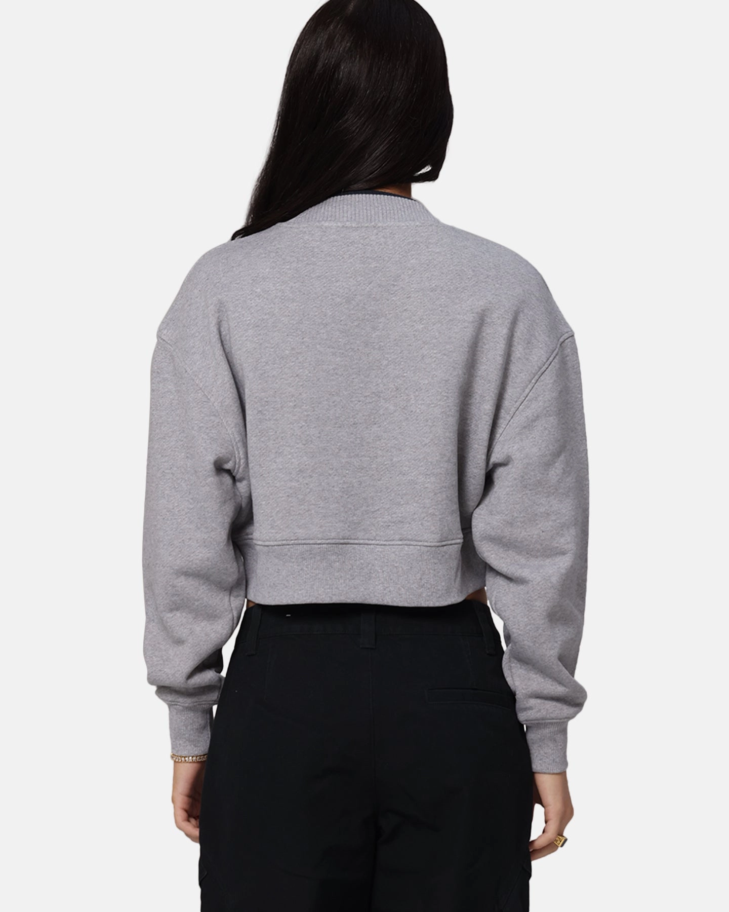 Tommy Jeans Women's Crop Collar Crewneck Grey Heather Eco friendly materials Adjustable Hem Toggles