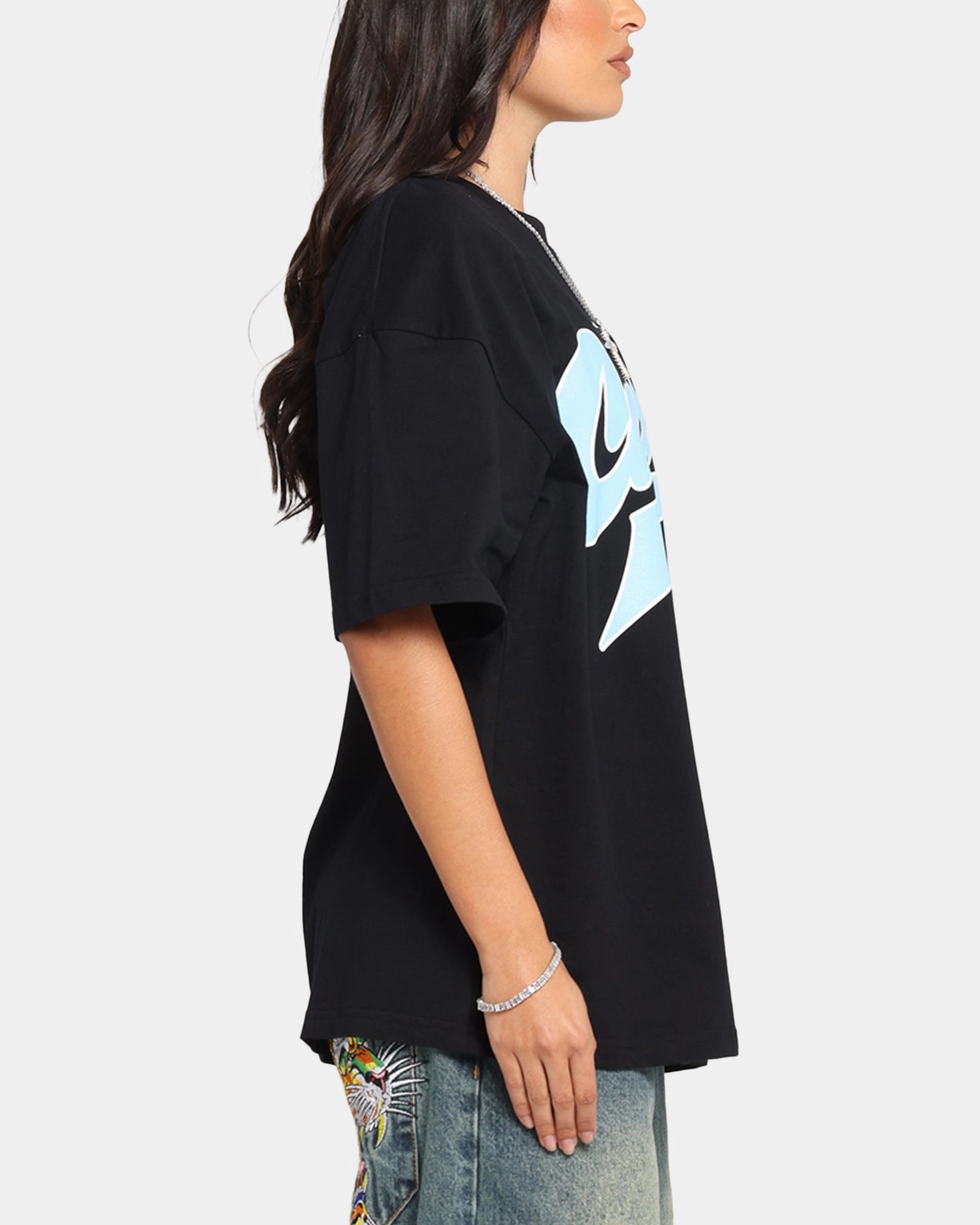 Carre Slugger Script T-Shirt Black Adaptive Waistband RawEdgedDesign