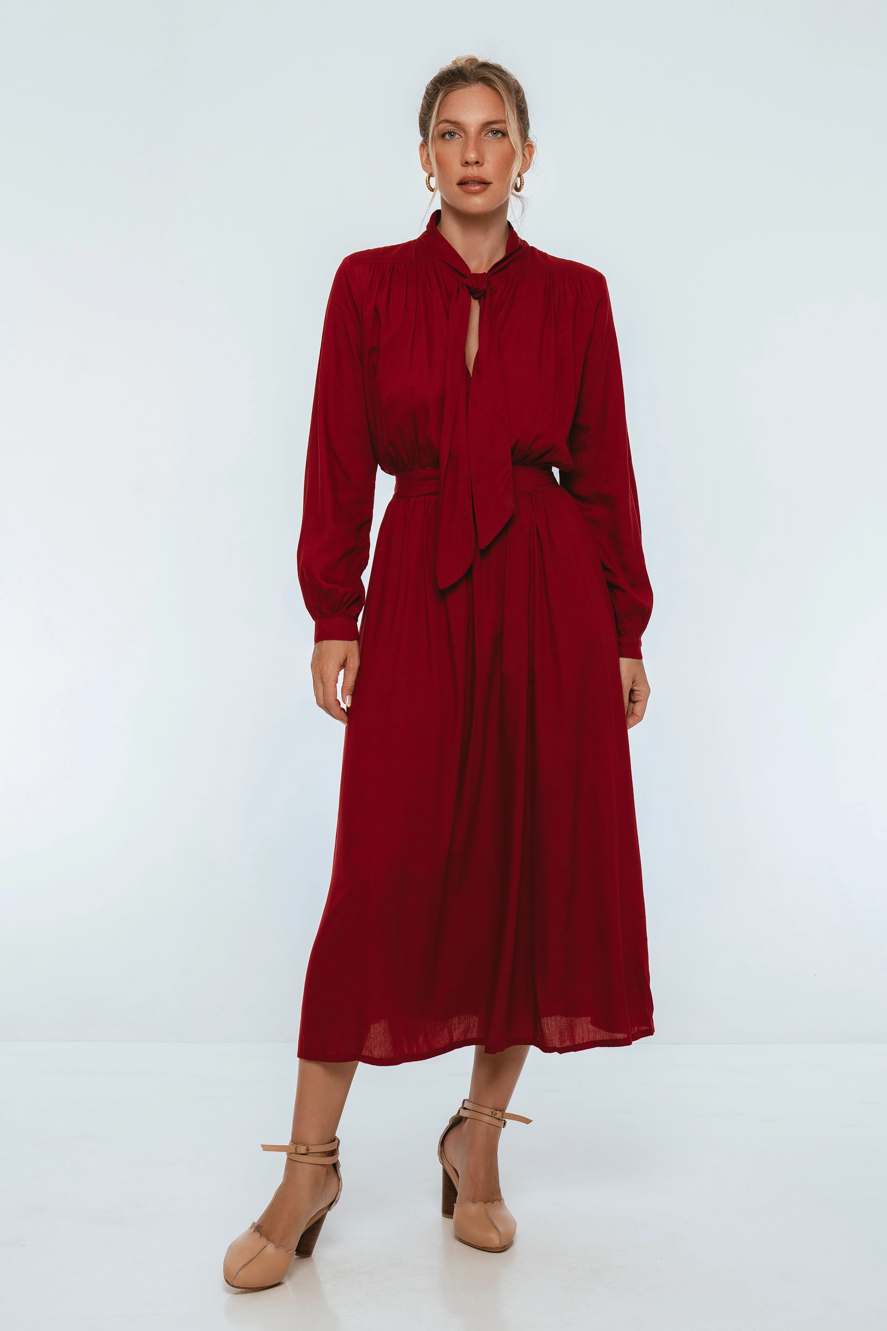 Evelina Long Sleeve Midi Dress Bright Colors